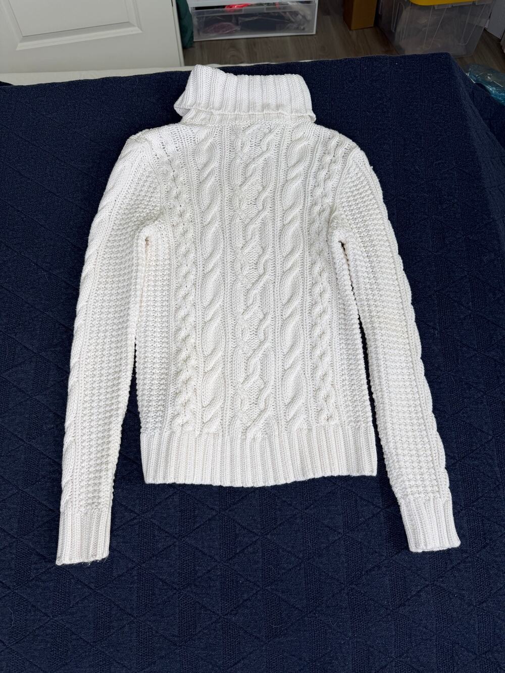 Lauren Jeans Co Ralph Lauren PS Ivory Cable Knit Turtleneck Cotton Sweater